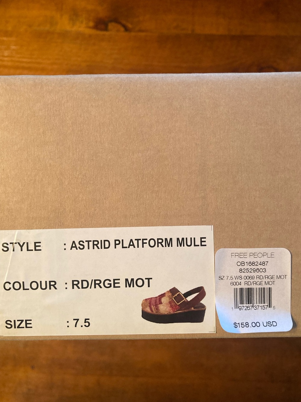 NEW Free People Astrid Platform Mule Shoe Slip-On Strap in Mulberry Mix Size 7.5 - Picture 9 of 9